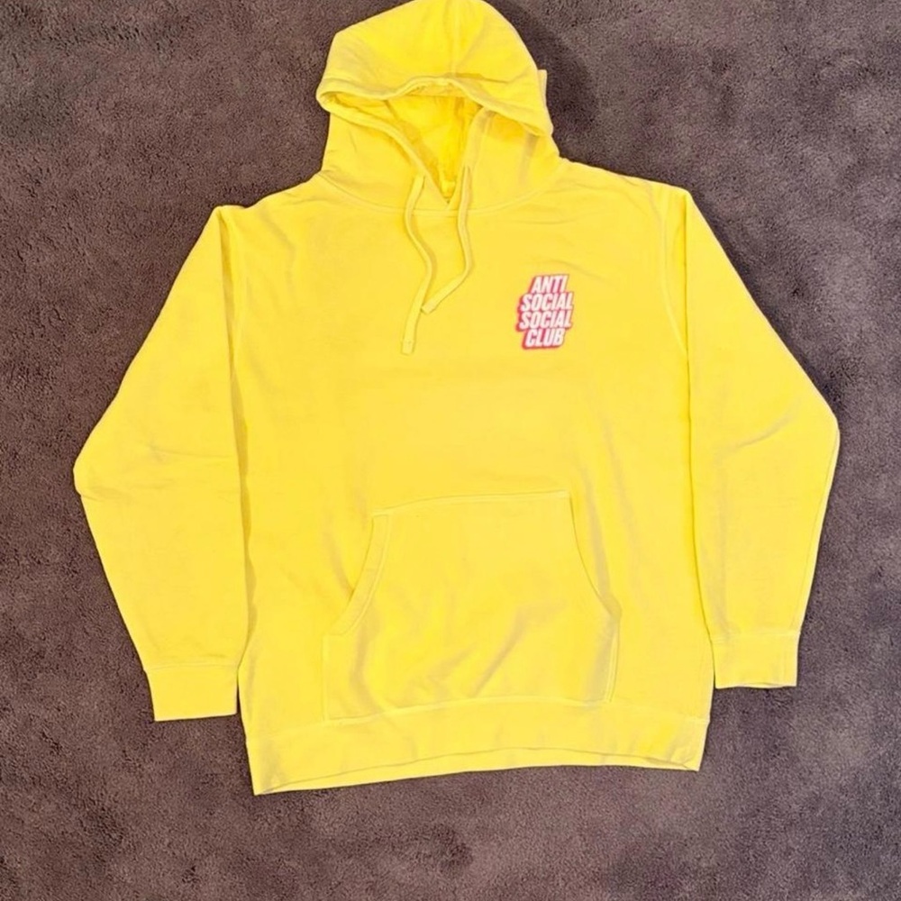 Anti Social Social Club Bright Yellow Hoodie with Small Chest Logo